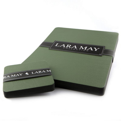 Placemats Set of 6 Recycled Leather Olive Green Place Mat 28cm X 21cm & 6  Leather Coasters. 