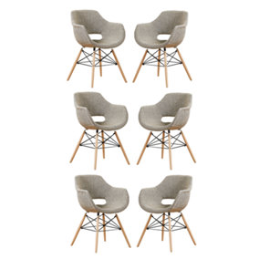 Set of 6 Olivia Fabric Dining Chairs Upholstered Dining Room Chair, Beige