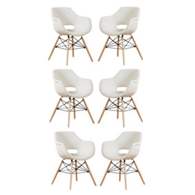 Set of 6 Olivia Fabric Dining Chairs Upholstered Dining Room Chair, Cream