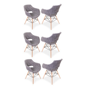 Set of 6 Olivia Fabric Dining Chairs Upholstered Dining Room Chair, Grey