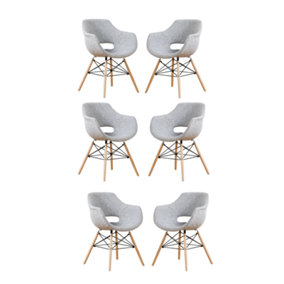 Set of 6 Olivia Fabric Dining Chairs Upholstered Dining Room Chair, Light Grey