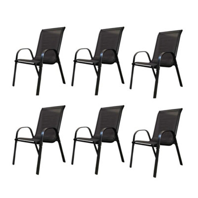 Set of 6 Outdoor Garden Patio Textilene Furniture Chairs in Black DIY