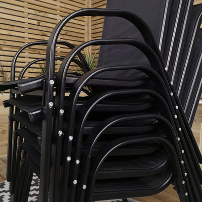 Set of 6 Outdoor Garden Patio Textilene Furniture Chairs in Black - 3