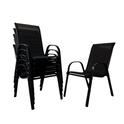 Set of 6 Outdoor Garden Patio Textilene Furniture Chairs in Black - 7