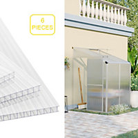 Set of 6 PC Twinwall Roofing Sheet Greenhouse  Cover Glazed Panels W 61 cm X L 122 cm x T 4 mm