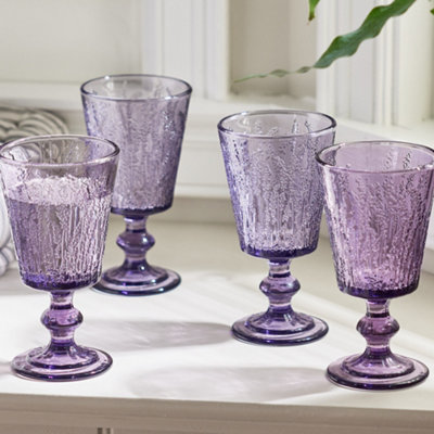 Set of 6 Purple Lavender Drinking Wine Glass Goblets Father's Day Wedding Decorations Ideas