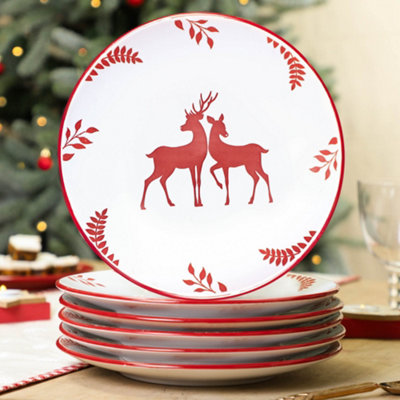 Red christmas dinnerware on sale