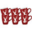 Set of 6 Red Stag Stoneware Mugs