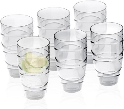 Set of 6 Reusable 550ml Plastic Tumblers Stackable Acrylic Glasses with ...