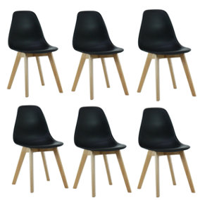 Set of 6 Rico Modern Dining Chairs Dining Room Plastic Chair, Black