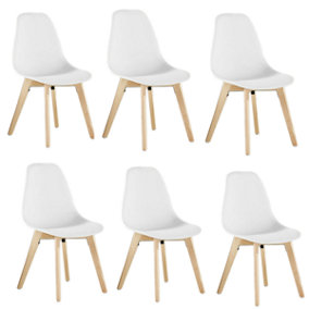 Set of 6 Rico Modern Dining Chairs Dining Room Plastic Chair, White