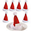 Set Of 6 Santa Hat Place Card Holders - Red and White Christmas Dinner Table Setting Name Card Decorations