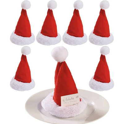 Set Of 6 Santa Hat Place Card Holders - Red and White Christmas Dinner Table Setting Name Card Decorations Price Comparisons | Compare The Build