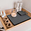 Set of 6 Slate Grey Recycled Leather Placemats and 6 Leather Coasters