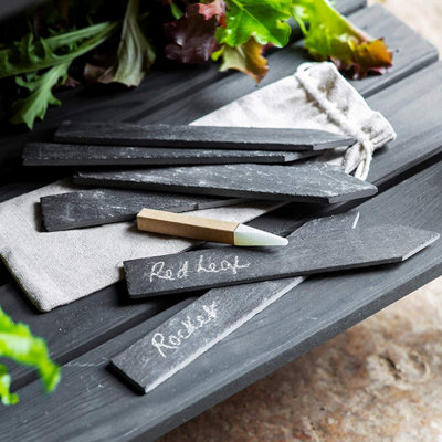 Set of 6 SLATE Herb Garden Marker Tags - Also Includes Soapstone Pencil
