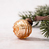 Set of 6 Small 1" Crackle Champagne Swirl Christmas Baubles