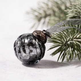 Set of 6 Small 1" Crackle Slate Swirl Christmas Ornaments