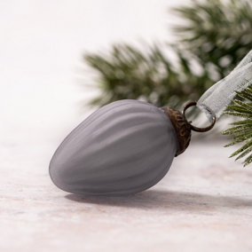 Set of 6 Small 1" Slate Frosted Glass Pinecone Christmas Decorations