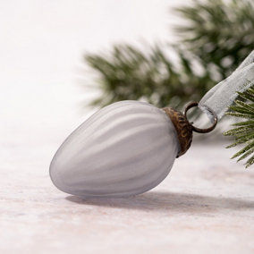Set of 6 Small 1" Smoke Frosted Glass Pinecone Christmas Baubles