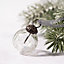 Set of 6 Small Clear 1" Crackle Glass Christmas Baubles