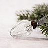 Set of 6 Small Clear 1" Crackle Glass Pinecone Christmas Decorations