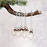 Set of 6 Small Mixed design 1" Clear Luster Glass Baubles
