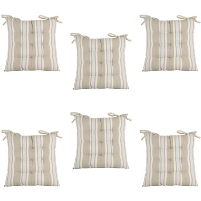Set of 6 Striped Blue Indoor Furniture Dining Chair Seat Pads DIY at B&Q