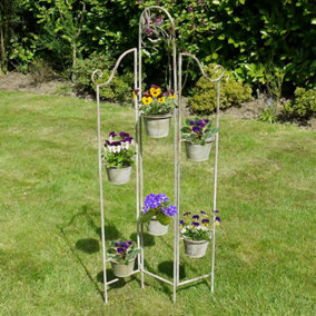 Set of 6 Summer Outdoor Garden Flower Pots on Folding Stand Planter