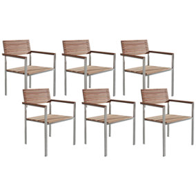 Set of 6 Teak Garden Chairs Light Wood VIAREGGIO