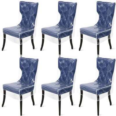 Set of 6 transparent PVC plastic dining chair covers, dustproof and ...