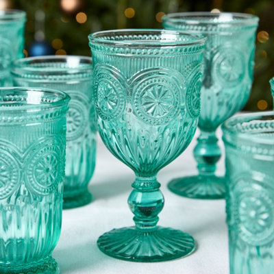 Set of 6 Vintage Luxury Embossed Embossed Drinking Wine Glass Spring ...
