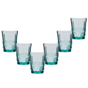 Set of 6 Vintage Turquoise Drinking Tumbler Whisky Glasses Father's Day Gifts Ideas