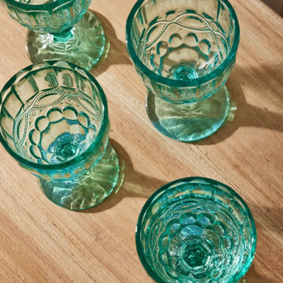 Set of 6 Vintage Turquoise Drinking Wine Glasses Goblets Wedding Decorations Ideas