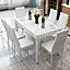 Set of 6 White Dining Chair Set PU Leather Kitchen Chair Accent Chair Set with Metal Legs