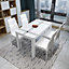 Set of 6 White Dining Chair Set PU Leather Kitchen Chair Accent Chair Set with Metal Legs