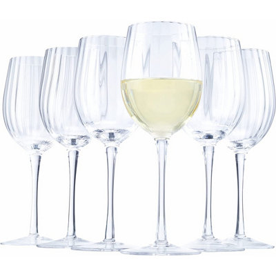 Set of 6 Wine Glasses for White Wine - Decorative Transparent