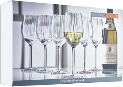 Set of 6 Wine Glasses for White Wine - Decorative Transparent