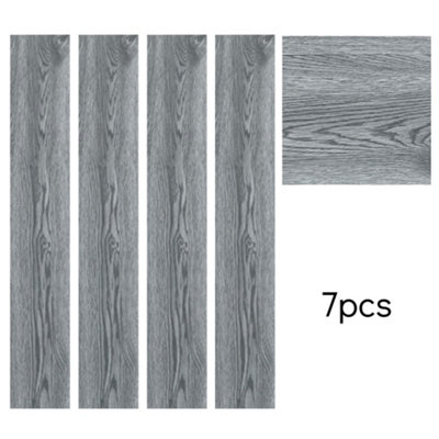 Set of 7 Grey Rustic Wood Effect Woodgrain Self Adhesive Vinyl Plank PVC Flooring Waterproof, 1m² Pack