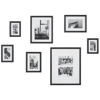 Set of 7 Photo Frames ZINARE Urban Motif Black