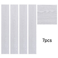 Set of 7 Rustic Style Waterproof White Wood Grain Effect Self Adhesive Plank PVC Flooring, 1m² Pack