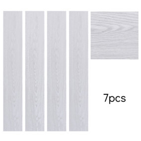 Set of 7 Rustic Style Waterproof White Wood Grain Effect Self Adhesive Plank PVC Flooring, 1m² Pack