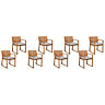Set of 8 Acacia Wood Garden Dining Chairs with Taupe Cushions SASSARI