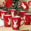 Set of 8 All Season Red Stag Stoneware Mugs