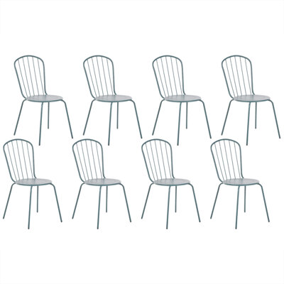 Set of 8 Chairs CALVI Metal Light Blue