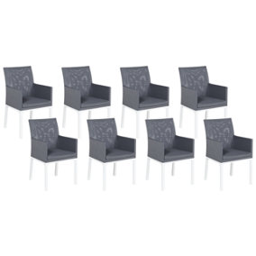 Set of 8 Chairs Fabric Dark Grey BACOLI