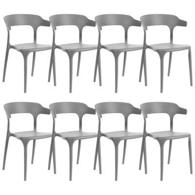 Set of 8 Chairs GUBBIO Synthetic Material Dark Grey