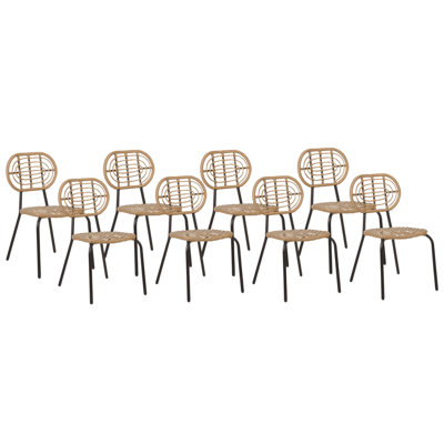 Set of 8 Chairs PE Rattan Natural PRATELLO