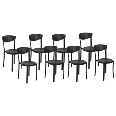 Set of 8 Chairs Synthetic Material Black VIESTE