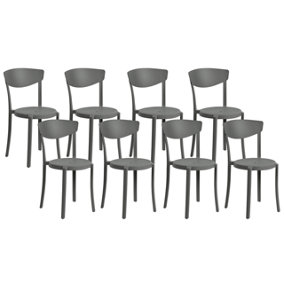 Set of 8 Chairs Synthetic Material Dark Grey VIESTE