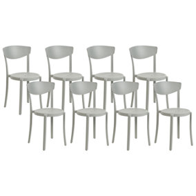 Set of 8 Chairs Synthetic Material Light Grey VIESTE